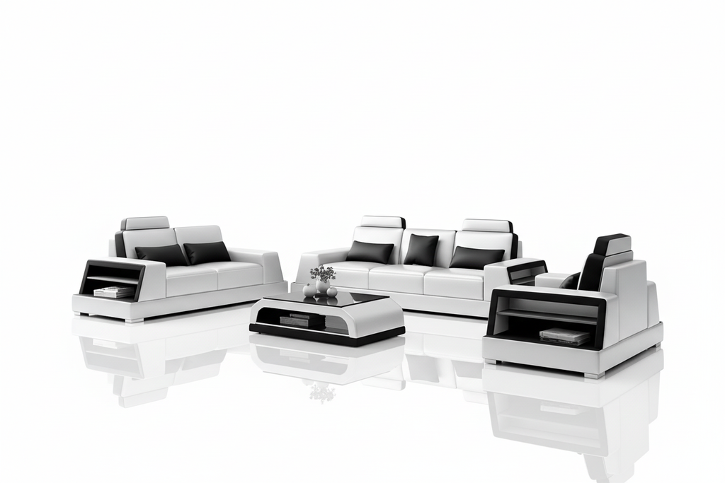 Civia Leather Sofa Set with Side Storage