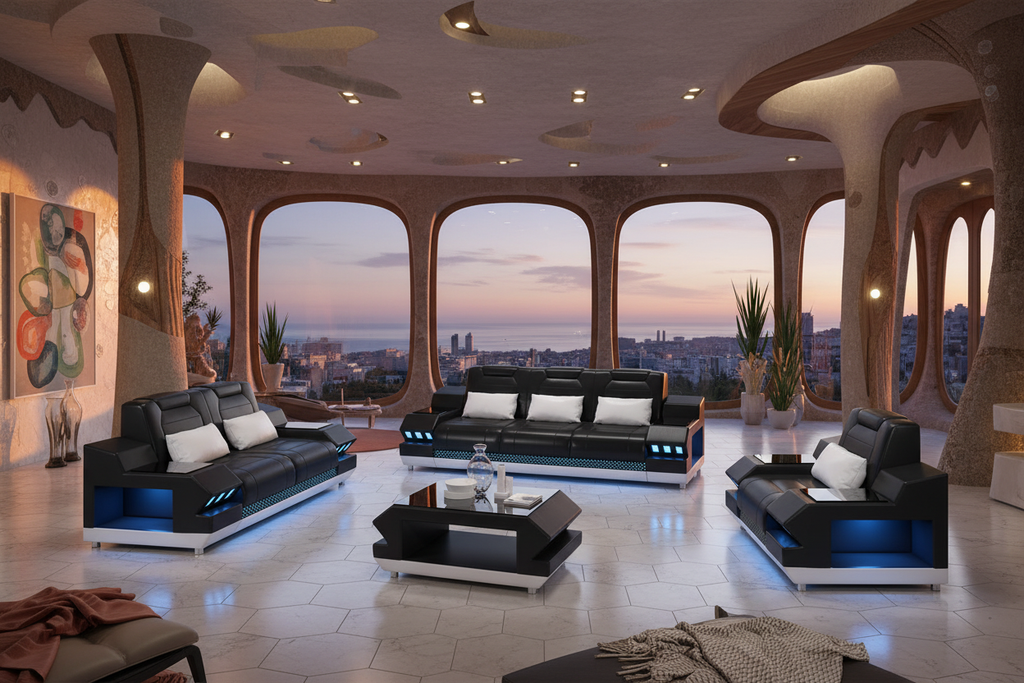 Celsius Modern Leather Sofa Set - Barcelona Accurate