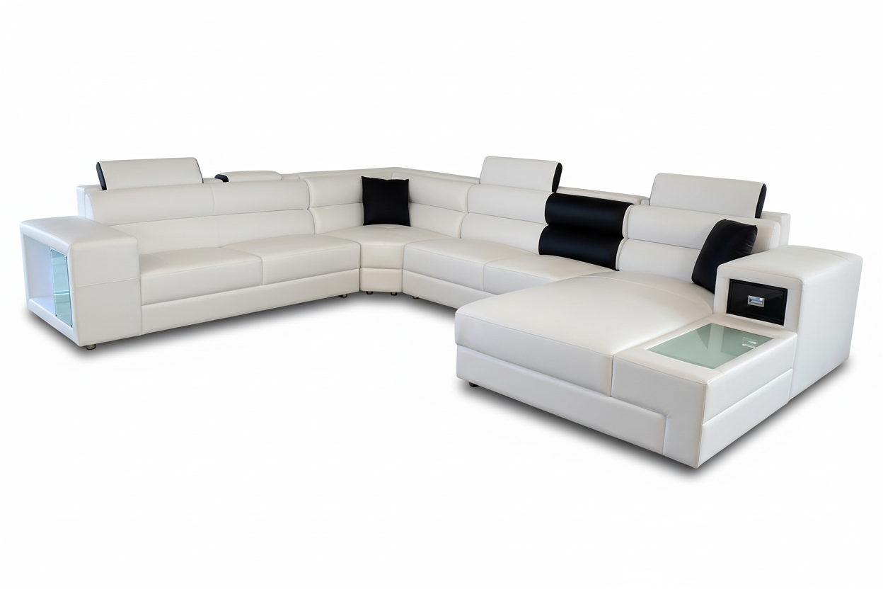Martinelli Modern Large Leather Sectional With Storage