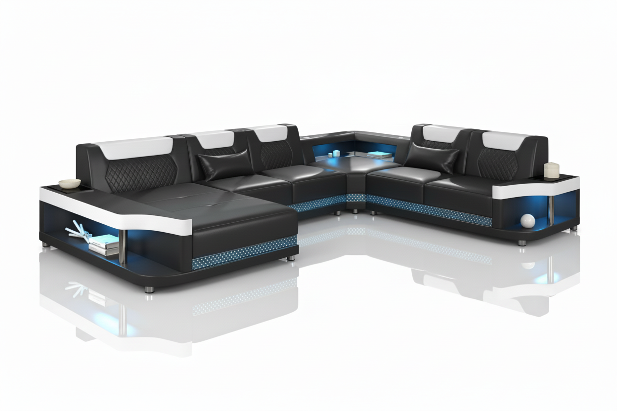 NEXA U-Shape Sectional - Elevated View with Mirror Reflection