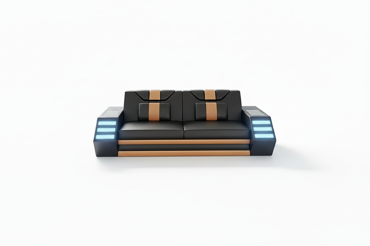 Steffi Leather Sofa Set - 2-seat loveseat with LED lights and short shadow