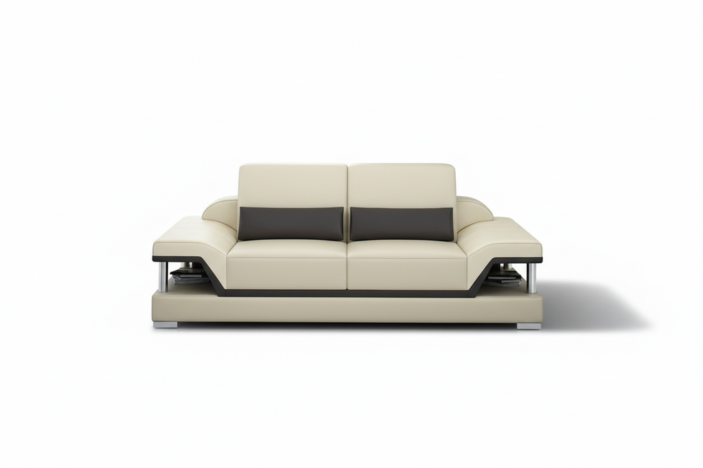 Taliya Leather Sofa Set - 3-seat sofa with adjustable headrest and medium shadow