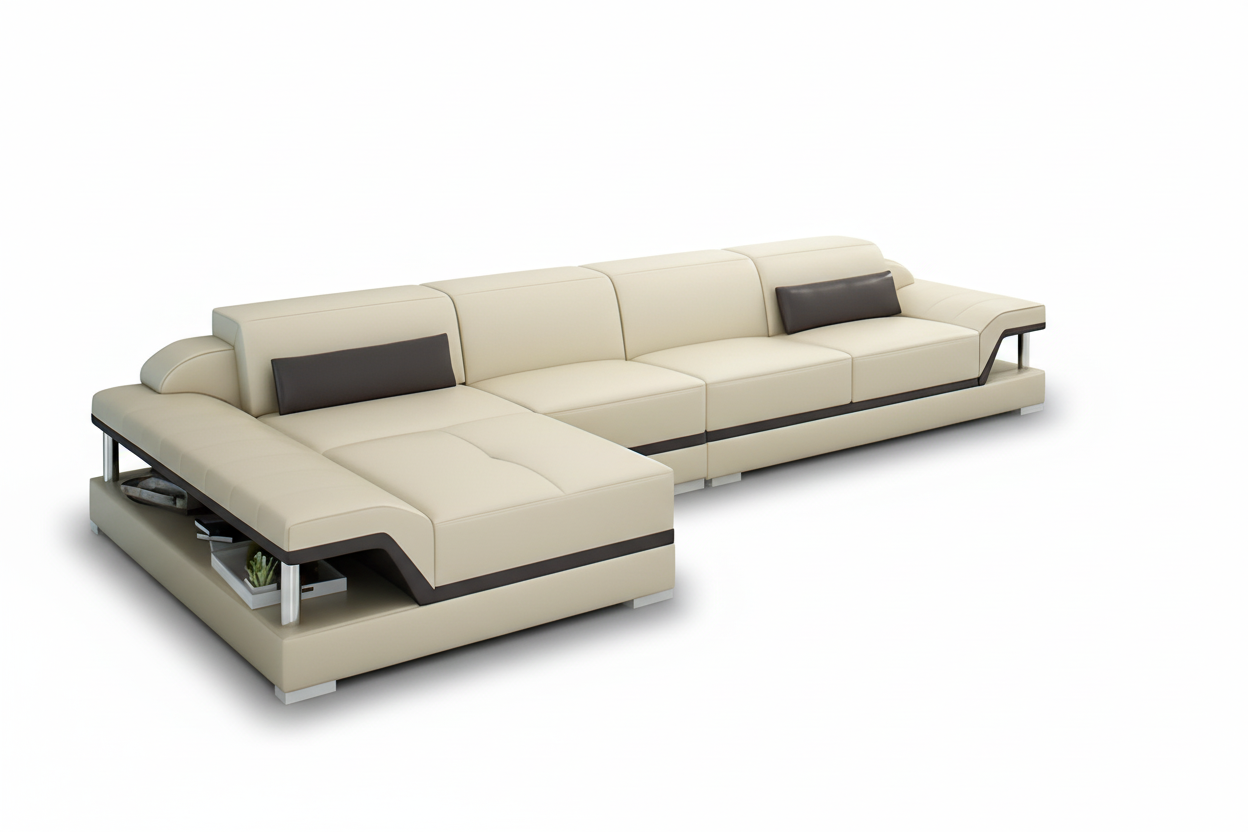 Taliya Small Modern Leather Sectional - Clean Backrest 1