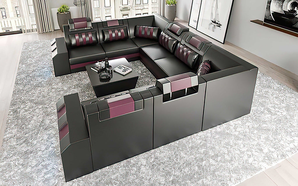 Cosmo XL U-Shape LED Sectional - Extra Large Party Couch for Big Spaces