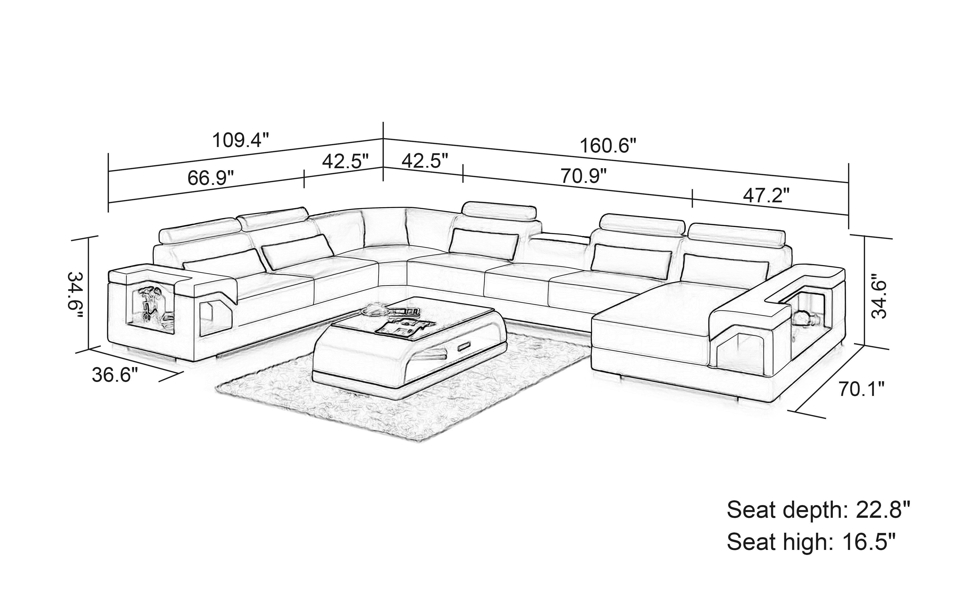 Talos Modern U-Shape Leather Sectional